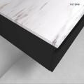 Zestaw Oltens Vernal szafka 100 cm podumywalkowa wisząca z blatem Tera czarny mat/jasny marmur 68708300