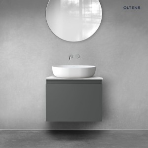 Zestaw Oltens Vernal szafka 60 cm podumywalkowa wisząca z blatem Tera grafit mat/jasny marmur 68710400