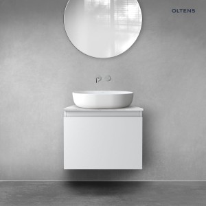 Zestaw Oltens Vernal szafka 60 cm podumywalkowa wisząca z blatem Tera szary mat/jasny marmur 68710700