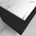 Zestaw Oltens Vernal szafka 80 cm podumywalkowa wisząca z blatem Tera czarny mat/jasny marmur 68711300