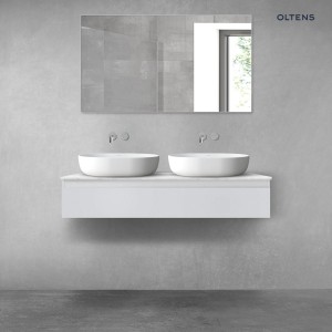 Zestaw Oltens Vernal szafka 120 cm podumywalkowa wisząca z blatem Tera szary mat/jasny marmur 68709700