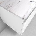 Zestaw Oltens Vernal szafka 120 cm podumywalkowa wisząca z blatem Tera biały połysk/jasny marmur 68713000