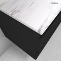 Zestaw Oltens Vernal szafka 60 cm podumywalkowa wisząca z blatem Tera czarny mat/jasny marmur 68722300