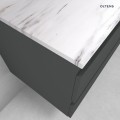 Zestaw Oltens Vernal szafka 120 cm podumywalkowa wisząca z blatem Tera grafit mat/jasny marmur 68728400