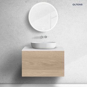 Zestaw Oltens Lun szafka podumywalkowa 80 cm z blatem dąb/biały mat 68743060
