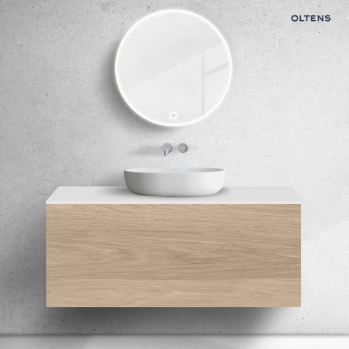 Zestaw Oltens Lun szafka podumywalkowa 120 cm z blatem dąb/biały mat 68745060