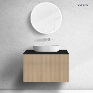 Zestaw Oltens Lun Rilla szafka podumywalkowa 80 cm z blatem dąb/czarny mat 68747060