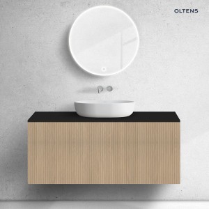 Zestaw Oltens Lun Rilla szafka podumywalkowa 120 cm z blatem dąb/czarny mat 68682060