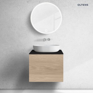 Zestaw Oltens Lun szafka podumywalkowa 60 cm z blatem dąb/czarny mat 68683060