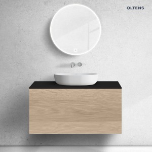 Zestaw Oltens Lun szafka podumywalkowa 100 cm z blatem dąb/czarny mat 68685060