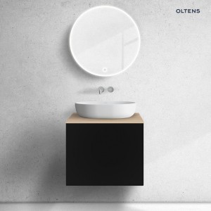 Zestaw Oltens Lun szafka podumywalkowa 60 cm z blatem czarny mat/dąb 68691300