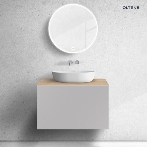 Zestaw Oltens Lun szafka podumywalkowa 80 cm z blatem kaszmir/dąb 68692900