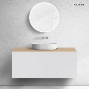 Zestaw Oltens Lun szafka podumywalkowa 120 cm z blatem biały mat/dąb 68694000