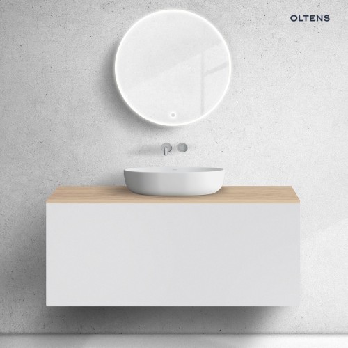 Zestaw Oltens Lun szafka podumywalkowa 120 cm z blatem biały mat/dąb 68694000