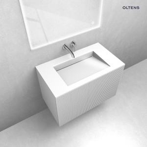 Zestaw Oltens Lun Rilla szafka podumywalkowa 80 cm z umywalką Stila LavaForm biały mat/bialy połysk 68750000