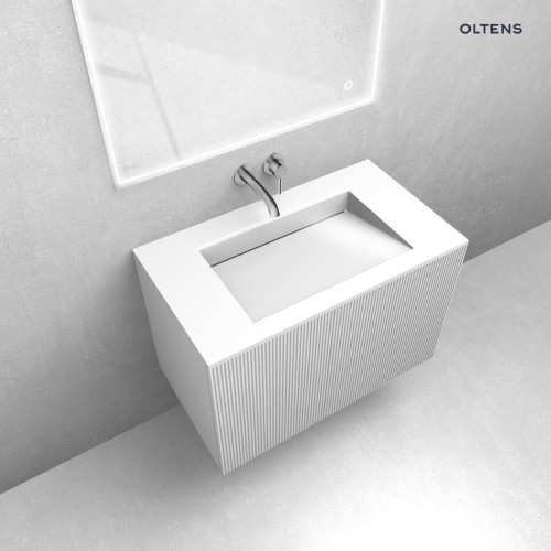 Zestaw Oltens Lun Rilla szafka podumywalkowa 80 cm z umywalką Stila LavaForm biały mat/bialy połysk 68750000