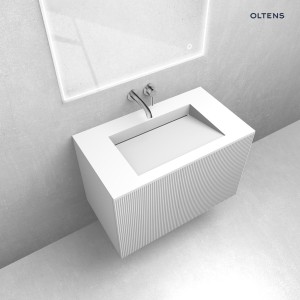 Zestaw Oltens Lun Rilla szafka podumywalkowa 80 cm z umywalką Stila LavaForm biały mat 68751000