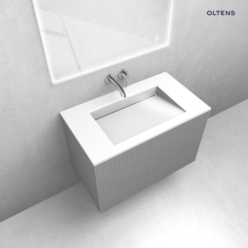 Zestaw Oltens Lun Rilla szafka podumywalkowa 80 cm z umywalką Stila LavaForm kaszmir/biały połysk 68750900