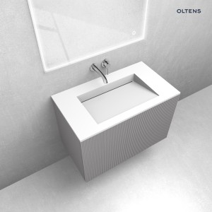 Zestaw Oltens Lun Rilla szafka podumywalkowa 80 cm z umywalką Stila LavaForm kaszmir/biały mat 68751900
