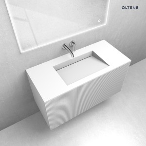 Zestaw Oltens Lun Rilla szafka podumywalkowa 100 cm z umywalką Stila LavaForm biały mat 68753000