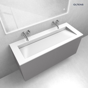 Zestaw Oltens Lun Rilla szafka podumywalkowa 120 cm z umywalką Stila LavaForm kaszmir/biały połysk 68754900