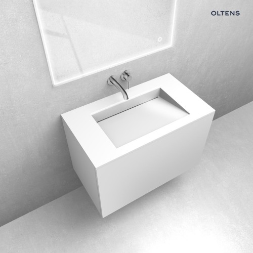 Zestaw Oltens Lun szafka podumywalkowa 80 cm z umywalką Stila LavaForm biały mat/biały połysk 68760000