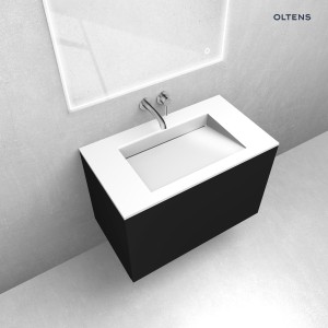 Zestaw Oltens Lun szafka podumywalkowa 80 cm z umywalką Stila LavaForm czarny mat/biały połysk 68760300