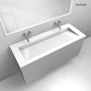 Zestaw Oltens Lun szafka podumywalkowa 120 cm z umywalką Stila LavaForm kaszmir/biały połysk 68764900