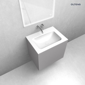 Zestaw Oltens Lun szafka podumywalkowa 60 cm z umywalką Kalla LavaForm kaszmir/biały połysk 68778900