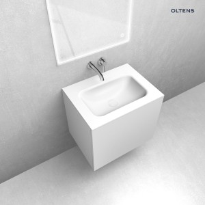 Zestaw Oltens Lun szafka podumywalkowa 60 cm z umywalką Kalla LavaForm biały mat 68781000