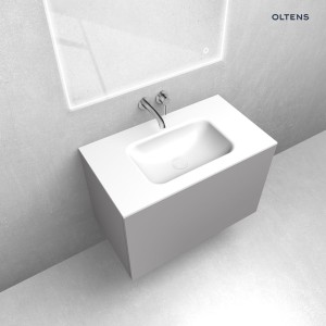 Zestaw Oltens Lun szafka podumywalkowa 80 cm z umywalką Kalla LavaForm kaszmir/biały połysk 68782900
