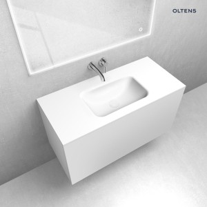 Zestaw Oltens Lun szafka podumywalkowa 100 cm z umywalką Kalla LavaForm biały mat 68785000