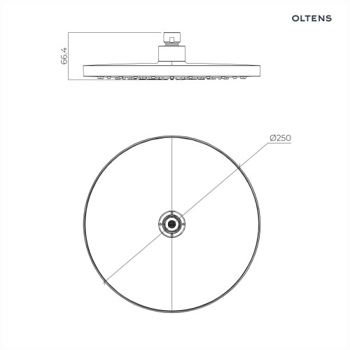 Oltens Pluva deszczownica 25 cm czarny mat 37010300