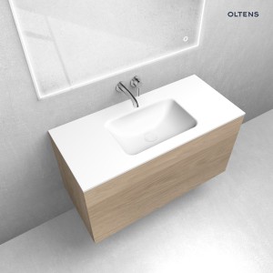 Zestaw Oltens Lun szafka podumywalkowa 100 cm z umywalką Kalla LavaForm dąb/biały mat 68787060