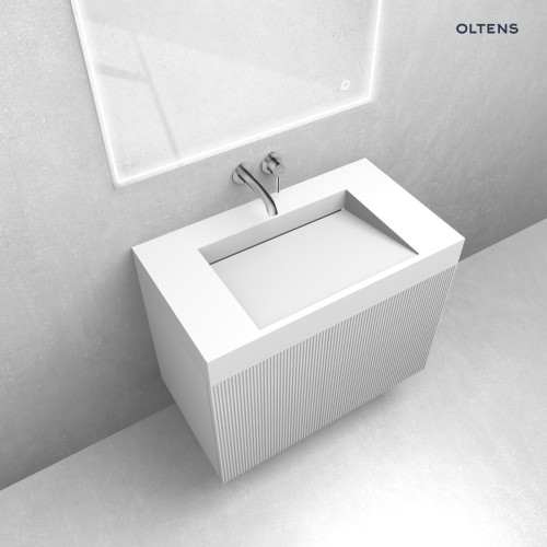 Zestaw Oltens Lun Rilla szafka podumywalkowa 80 cm z umywalką Stila LavaForm biały mat 68791000