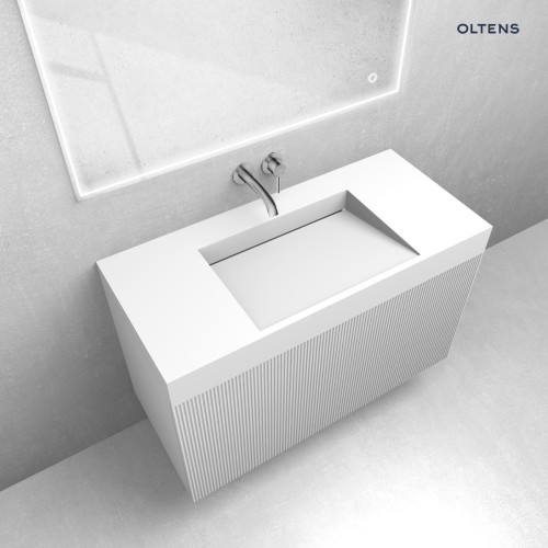 Zestaw Oltens Lun Rilla szafka podumywalkowa 100 cm z umywalką Stila LavaForm biały mat 68793000