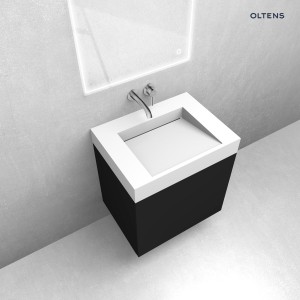 Zestaw Oltens Lun szafka podumywalkowa 60 cm z umywalką Stila LavaForm czarny mat/biały mat 68797300
