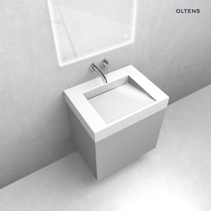 Zestaw Oltens Lun szafka podumywalkowa 60 cm z umywalką Stila LavaForm kaszmir/biały połysk 68796900