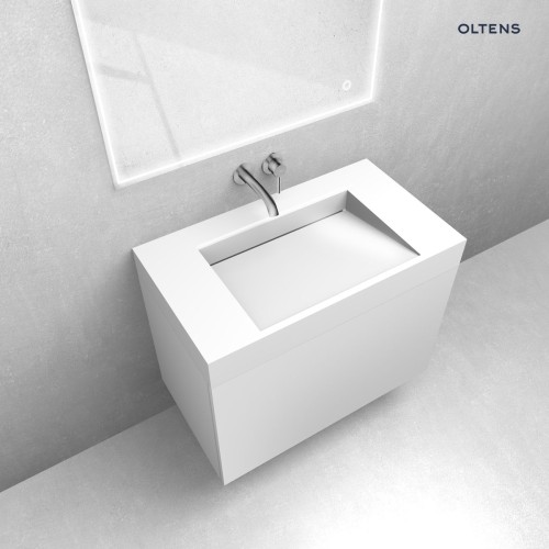 Zestaw Oltens Lun szafka podumywalkowa 80 cm z umywalką Stila LavaForm biały mat/biały połysk 68798000