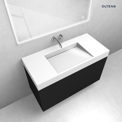 Zestaw Oltens Lun szafka podumywalkowa 100 cm z umywalką Stila LavaForm czarny mat/biały połysk 68800300