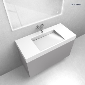 Zestaw Oltens Lun szafka podumywalkowa 100 cm z umywalką Stila LavaForm kaszmir/biały połysk 68800900