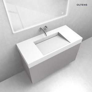 Zestaw Oltens Lun szafka podumywalkowa 100 cm z umywalką Stila LavaForm kaszmir/biały mat 68801900