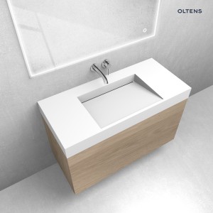 Zestaw Oltens Lun szafka podumywalkowa 100 cm z umywalką Stila LavaForm dąb/biały mat 68801060
