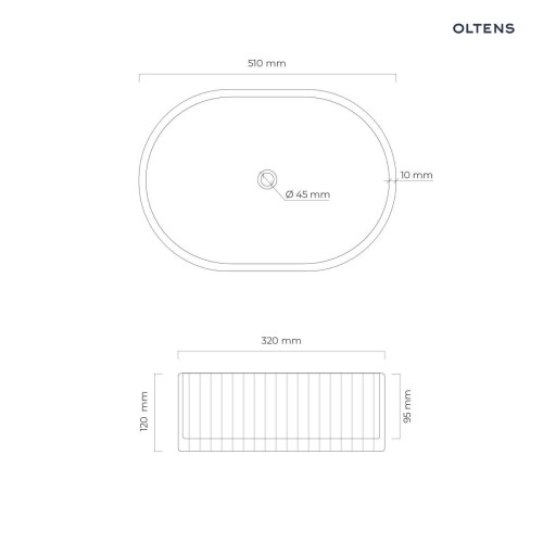 Oltens Hamnes Rila umywalka 51x32 cm nablatowa owalna z powłoką SmartClean biała 40831000