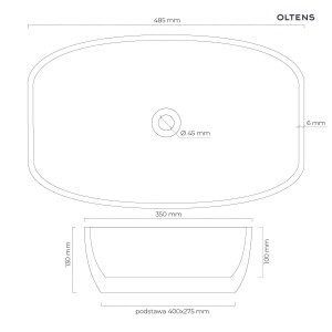 Oltens Svale umywalka 48,5x35 cm nablatowa owalna z powłoką SmartClean biała 40832000