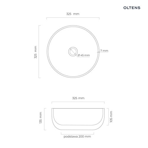 Oltens Svale umywalka 32,5x32,5 cm nablatowa okrągła z powłoką SmartClean biała 40833000