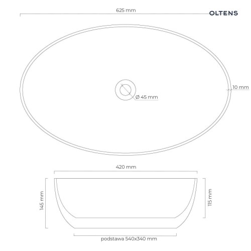 Oltens Svale umywalka 62,5x42 cm nablatowa owalna z powłoką SmartClean biała 40834000