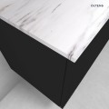 Zestaw Oltens Lun Rilla szafka podumywalkowa 80 cm wisząca z blatem Tera czarny mat/jasny marmur 68699300