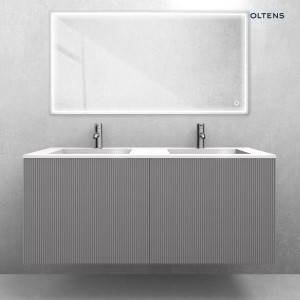 Zestaw Oltens Lun Rilla szafka podumywalkowa 120 cm z umywalką Stila LavaForm kaszmir/biały połysk 68756900