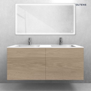 Zestaw Oltens Lun szafka podumywalkowa 120 cm z umywalką Stila LavaForm dąb/biały połysk 68766060